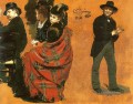 テーブルの男女 手袋を引っ張る男 1873年 イリヤ・レーピン